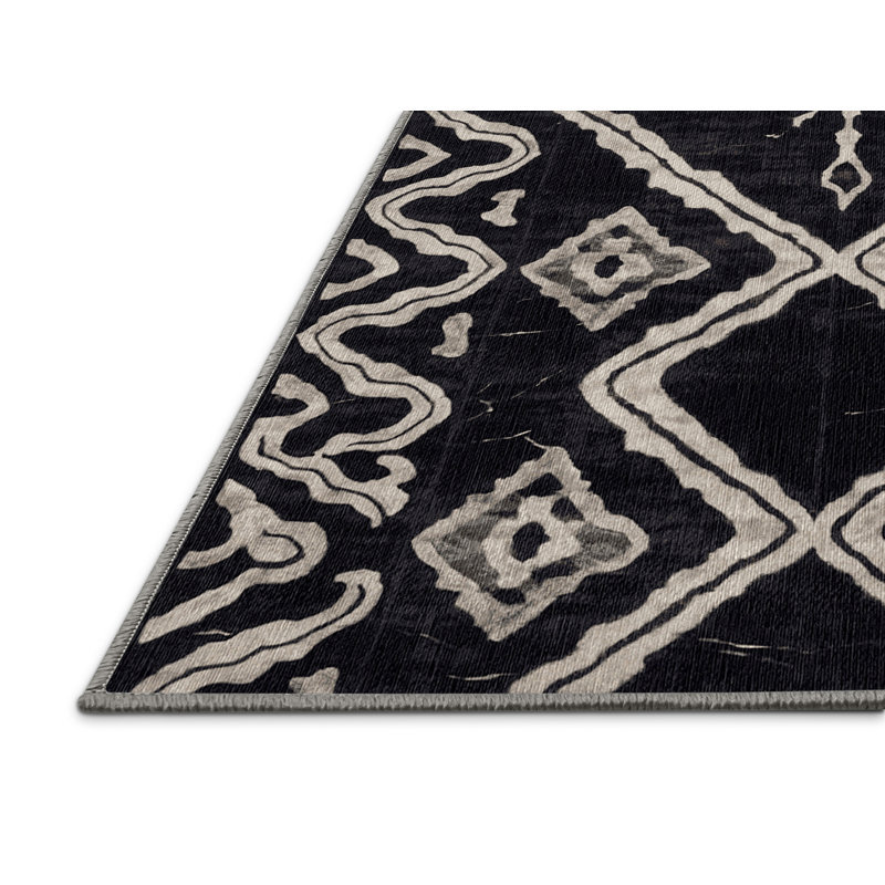 Machine Washable Gray Area Rug, Rectangle 6' x 9'