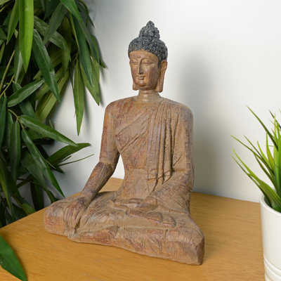 Lynch BUDDHA SITTING 29cm Carved Wood Effect