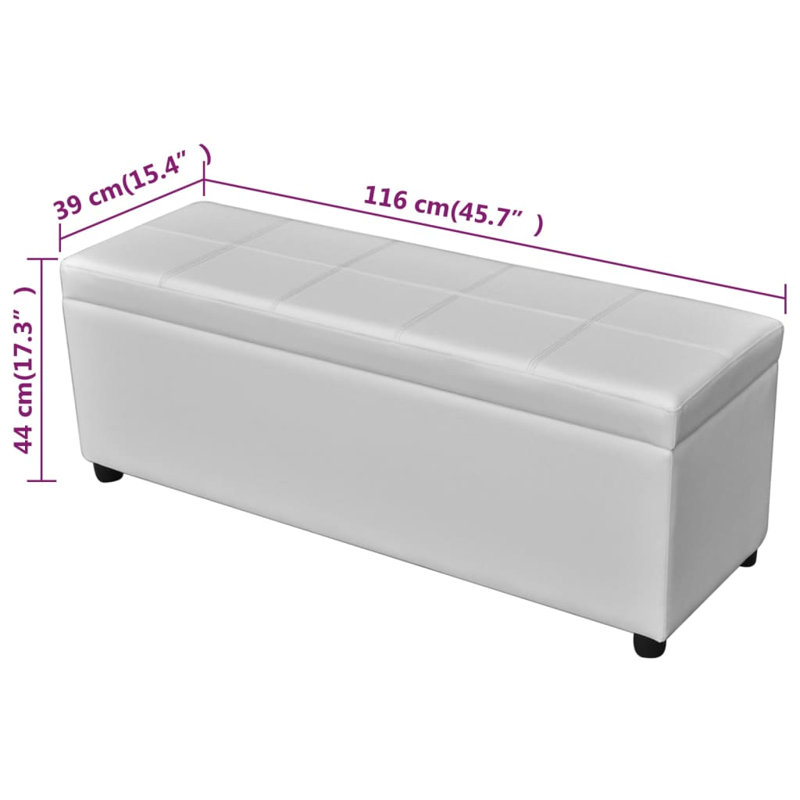 Banc de rangement à couvercle rabattable Miles, Blanc, H 17,3 po x l 15,4 po x P 17,3 po