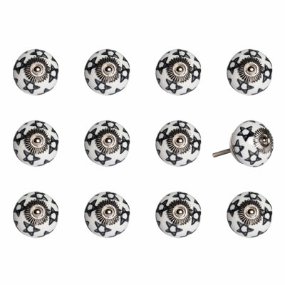1.5" x 1.5" x 1.5" White/Black/Silver - Knobs 12-Pack