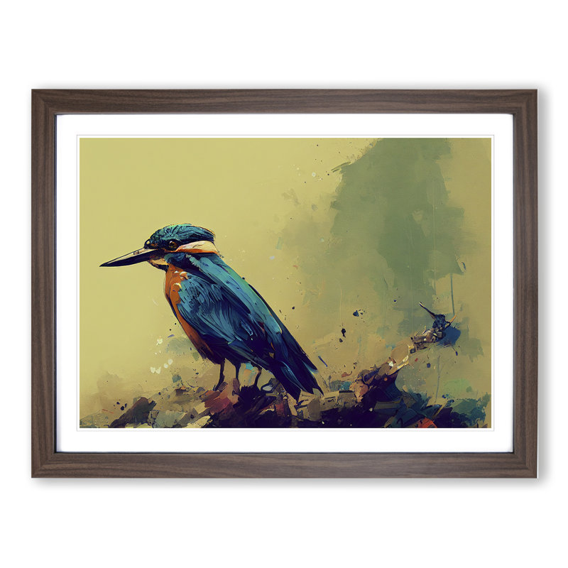 Kingfisher Bird Vol.8 - Framed Print, 34cm H x 46cm W x 2cm D, Walnut