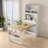 Buffet With Hutch And Foldable Dining Table, Storage Shelves, Side Hooks And A Cabinet With Sliding Doors-102119073