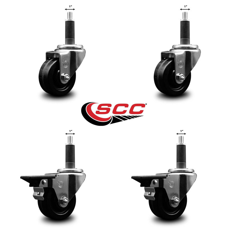 Ensemble de roulettes phénoliques pivotantes à roulettes extensibles 2 freins SCC PLB 3 po x 1 po