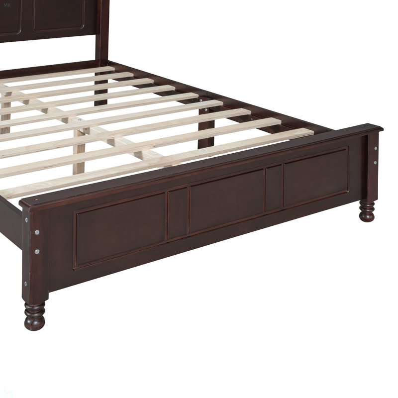 Structure de lit plateforme en bois, lit plateforme de style rétro avec support en lattes de bois