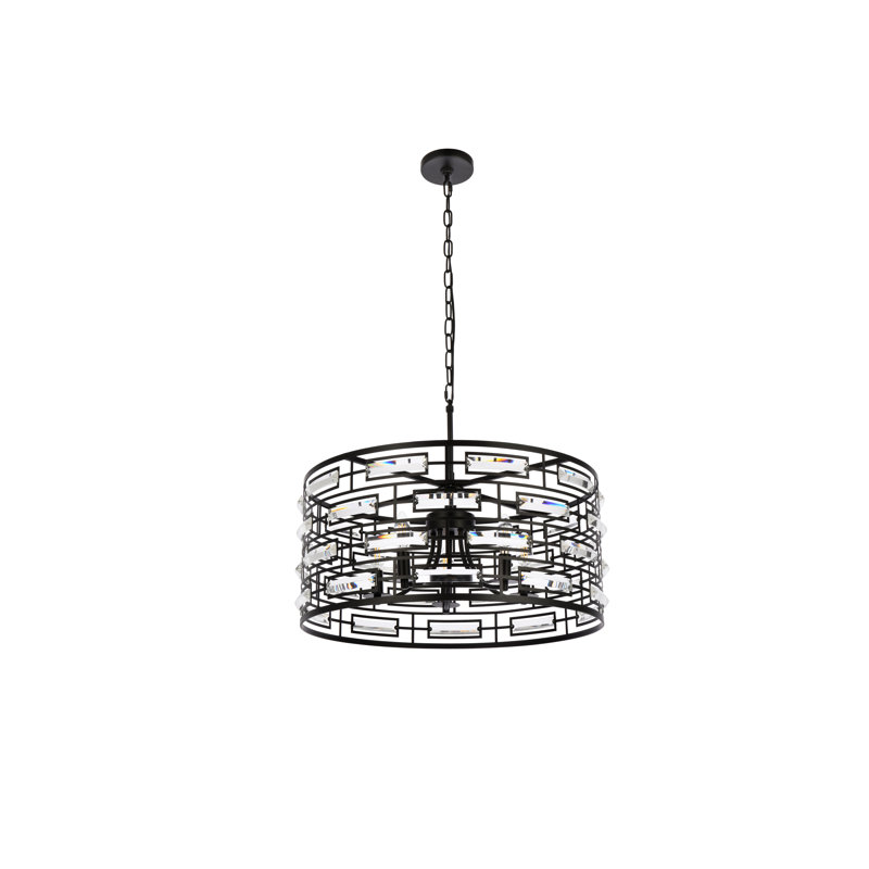 Lustre tambour 5 lumières Sybil, Noir, H 77 po x l 24 po x P 24 po