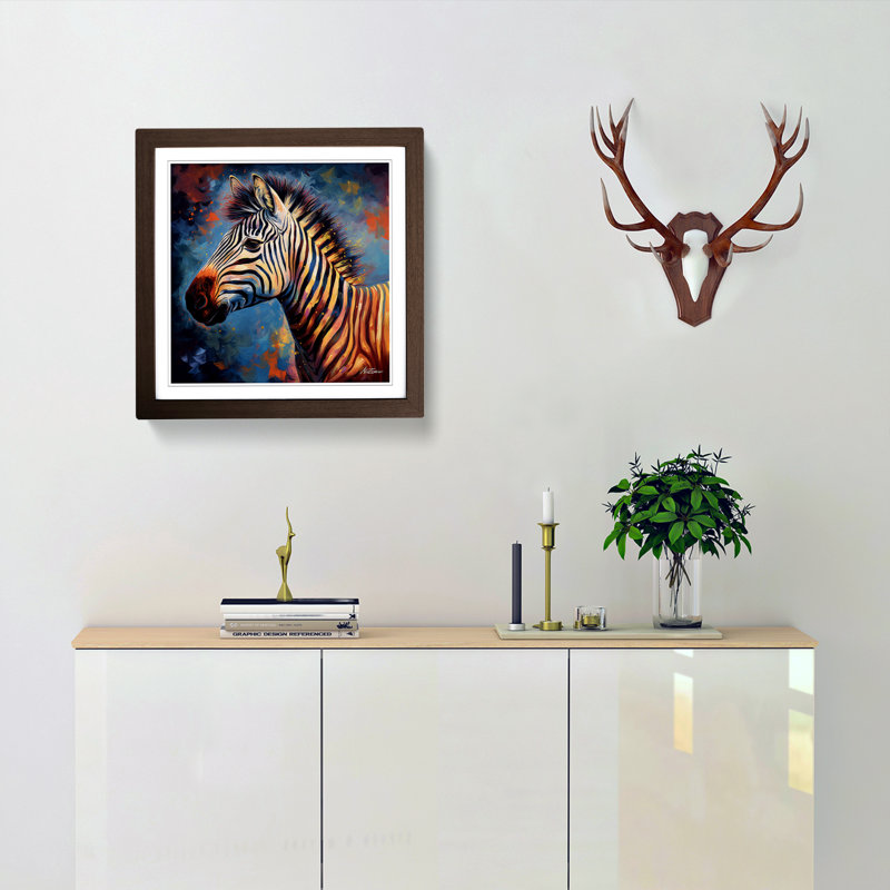 Zebra Neo Impressionism - Framed Print, Walnut Framed