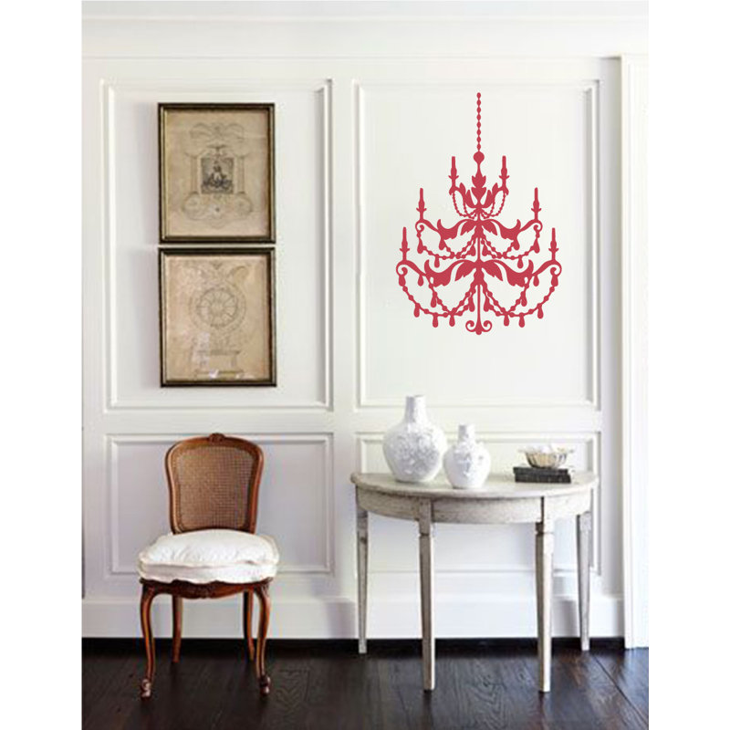 Décalcomanie murale lustre française, Rouge Dahlia, H 24 po x l 16 po x P 0,01 po
