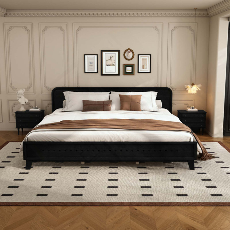 Pine Solid Wood Bed, Stable And Durable, No Box Spring Required