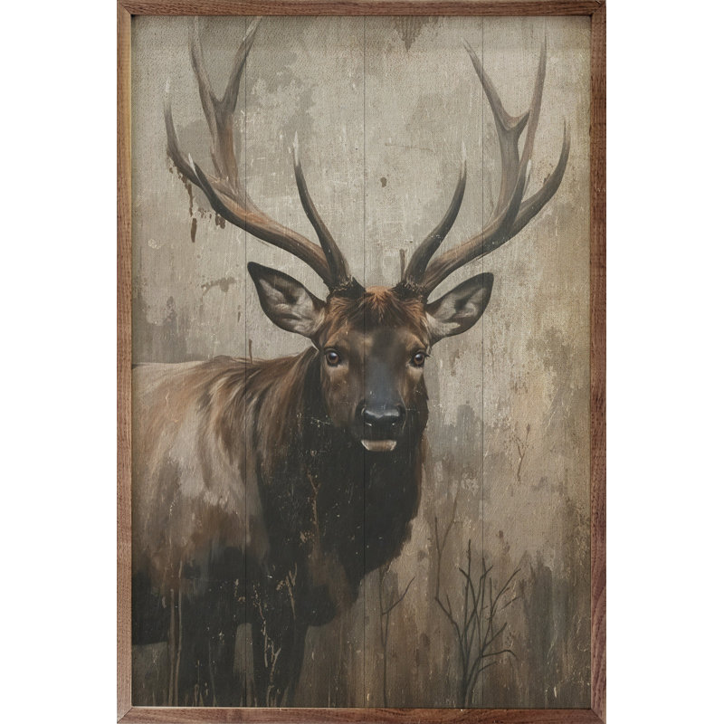Portrait de wapiti rustique, H 16 po x l 10 po