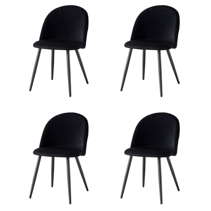 Adebola 43cm H Upholstered Metal Side Chair, Black