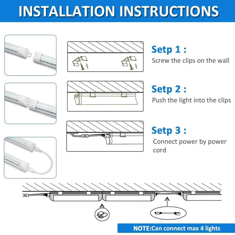 8' LED Flush Mount Light, 6000