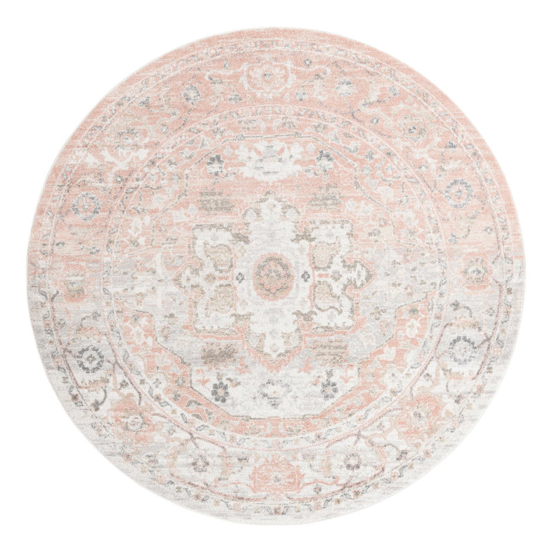 Tallula Oriental Rose Pink Rug, Round 7'1"