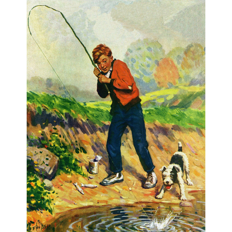 « garçon fishs », reproduction d’art sur toile tendue, H 31 po x l 24 po x P 1,5 po