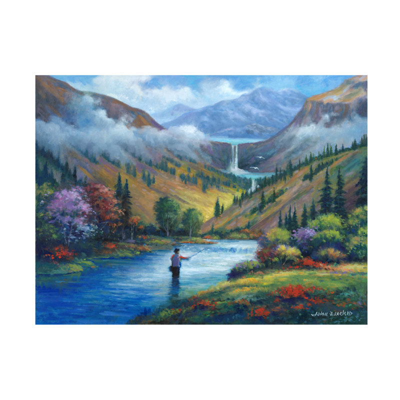 «Vista View of a Fly Fisherman on Canvas» par John Zaccheo, reproduction, H 18 po x l 24 po x P 2 po