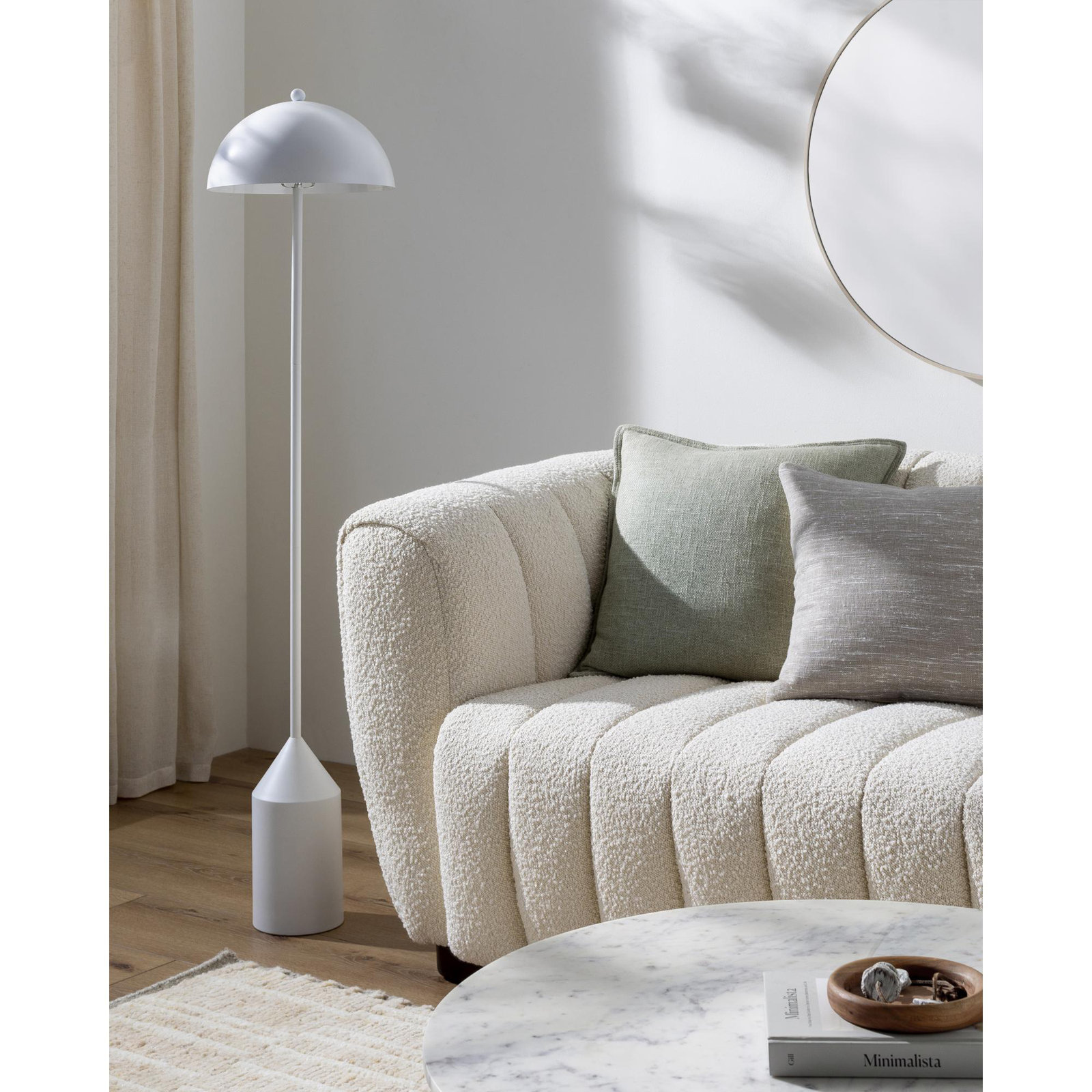 Jemma 59'' Iron Floor Lamp, White, White