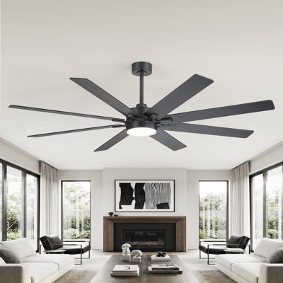 Ventilateurs de plafond de 72 po avec lumières et télécommande, grand ventilateur de plafond avec moteur à courant continu réversible à 6 vitesses, ventilateur de plafond avec lumière pour le patio de la chambre à coucher