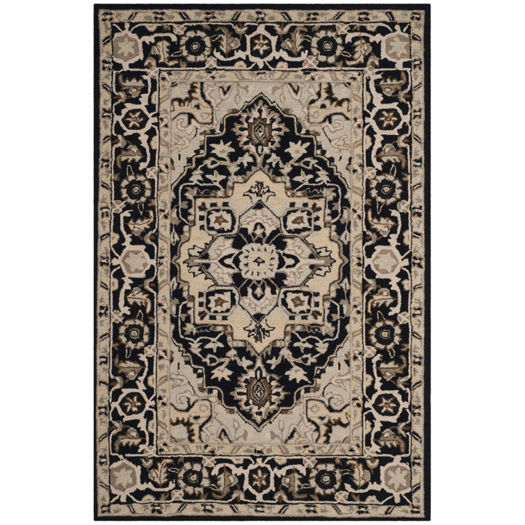 Tala Hand-Hooked Wool Black/Natural Area Rug
