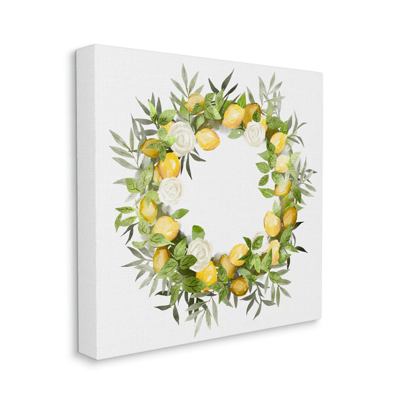 Couronne botanique «Lush Lemons» par Ziwei Li - impression, H 17 po x l 17 po x P 1,5 po, Toile tendue