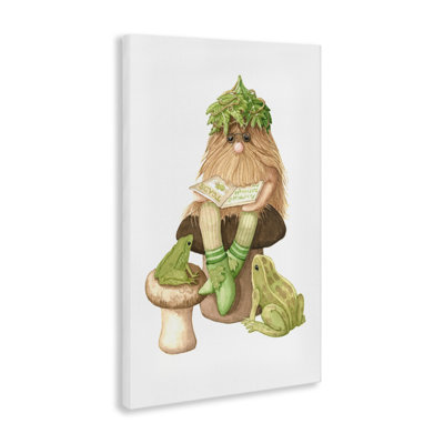 Elfe de jardin avec toile de grenouilles, design par Nancy Overton