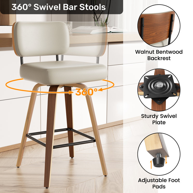 Swivel Upholstered Bar Height Stool, Earth
