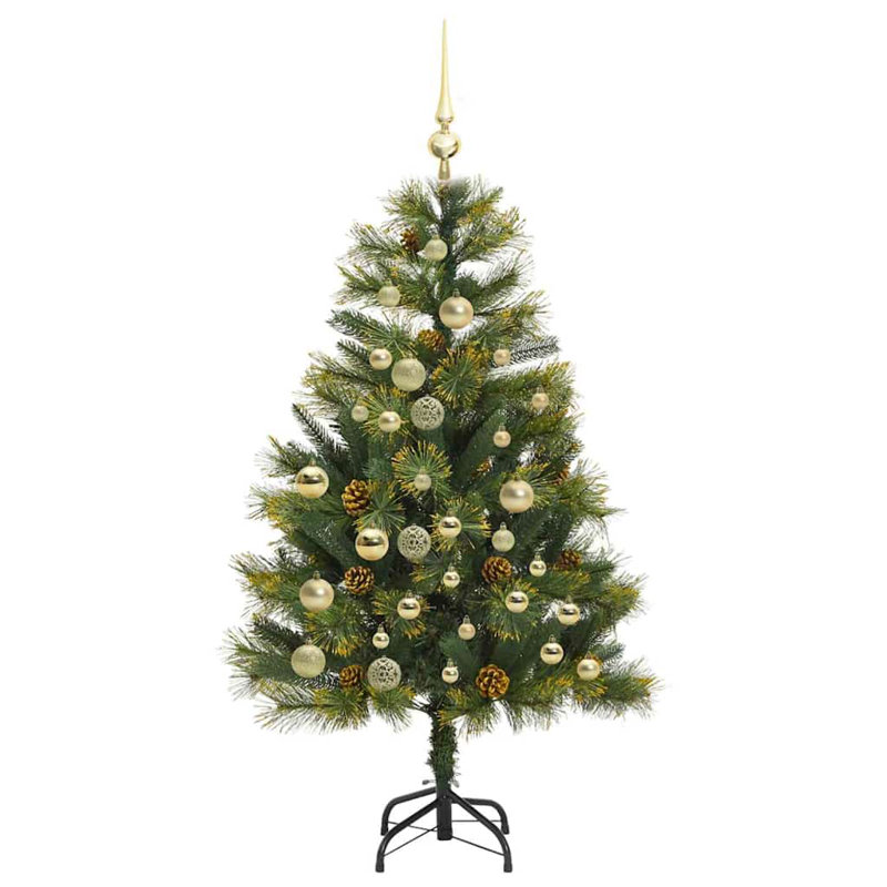 Artificial Hinged Christmas Tree with Cones, Gold, 3.94' H