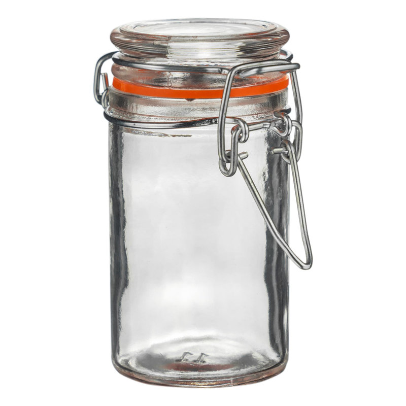 Argon Tableware - Glass Storage Jars - 70ml - Set of 3, Orange/Clear