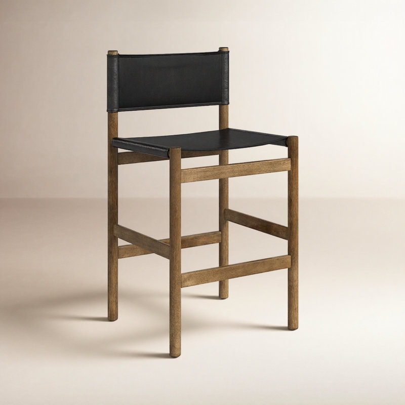 Kena Stool-Sonoma Black-Counter, Counter Stool (26.5" Seat Height), Black, Vintage Natural