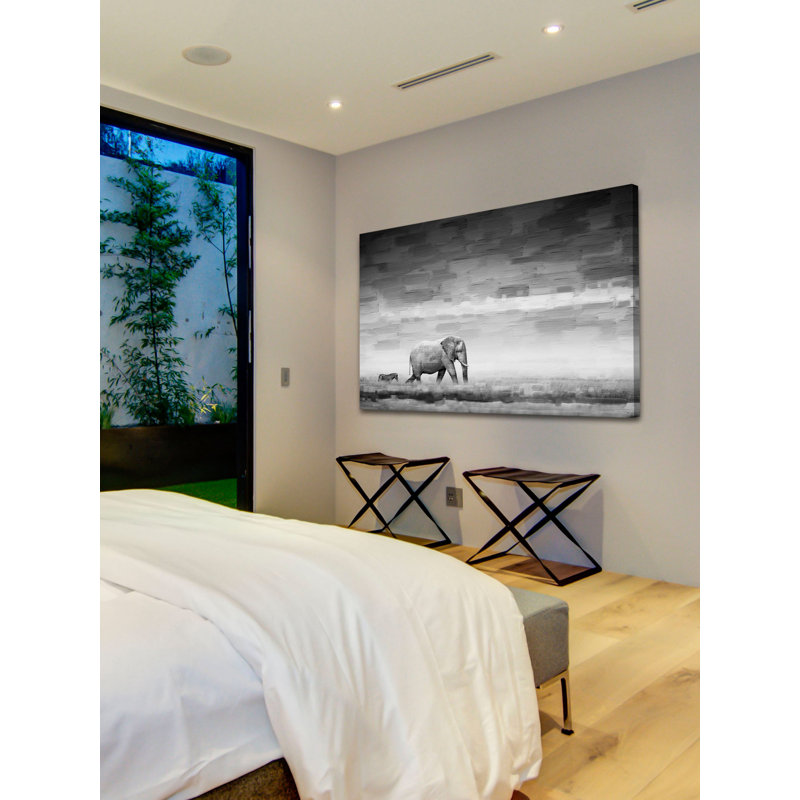 Wildlife 'Elephant' Print by Parvez Taj, 30" H x 45" W, Wrapped Canvas