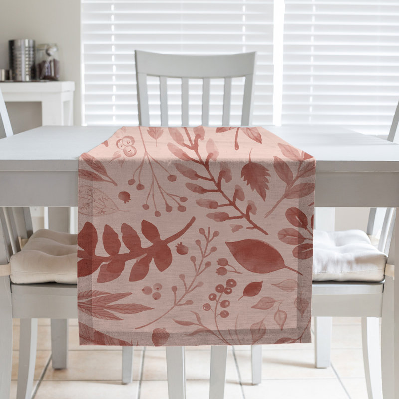 Chemin de table Festive Hol Autumn, L 90 po x l 16 po, Rose/rouge, Polyester