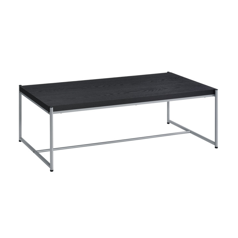 Table basse et de bout noire - 3 pièces avec pieds en acier tubulaires et éléments décoratifs modernes et légers