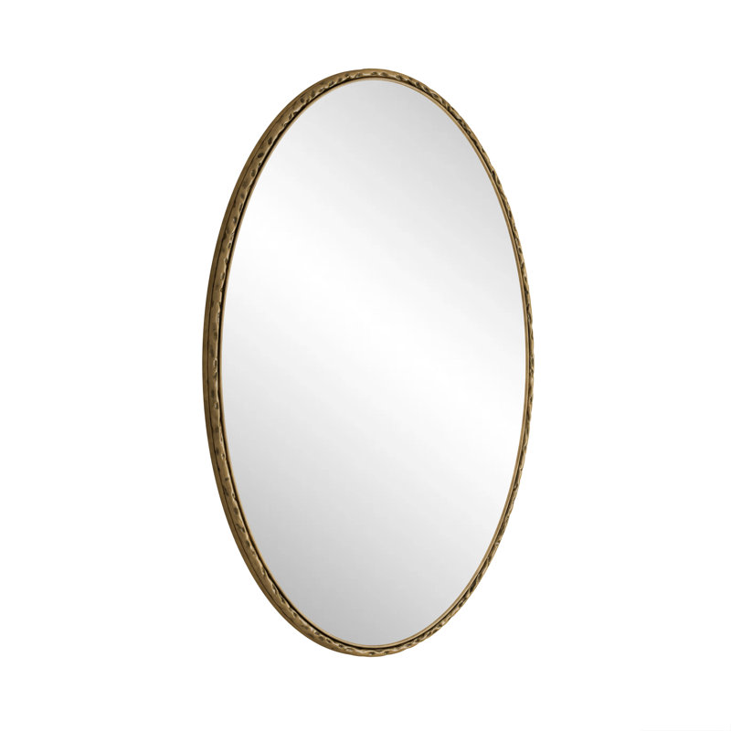 Iron Art Oval Retro Mirror, Antique Effect, Wall Hanging, Suitable For Bathroom, Bedroom, Living Room, Gold