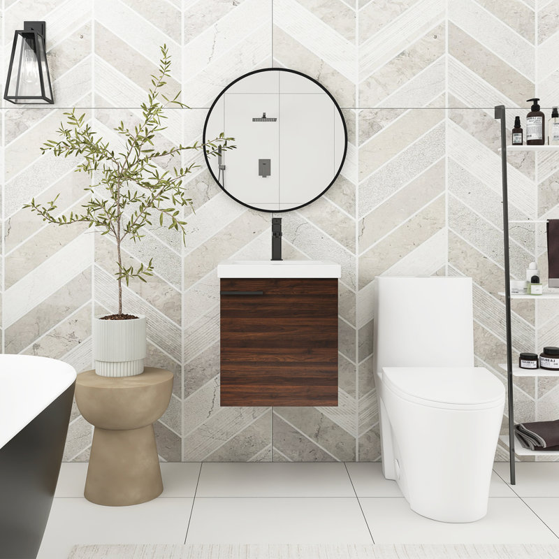Ensemble de meuble-lavabo simple 18 po avec comptoir en céramique