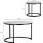 De 2 tables gigognes grises, rondes. Table basse empilable en métal. Table de salon à construction latérale stable, construction réglable à 2 tables en métal. Finition industrielle
