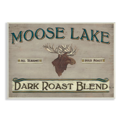 «Moose Lake», mélange de café torréfié foncé et signe «Vintage Animal» par June Erica Vess - Art textuel sur toile