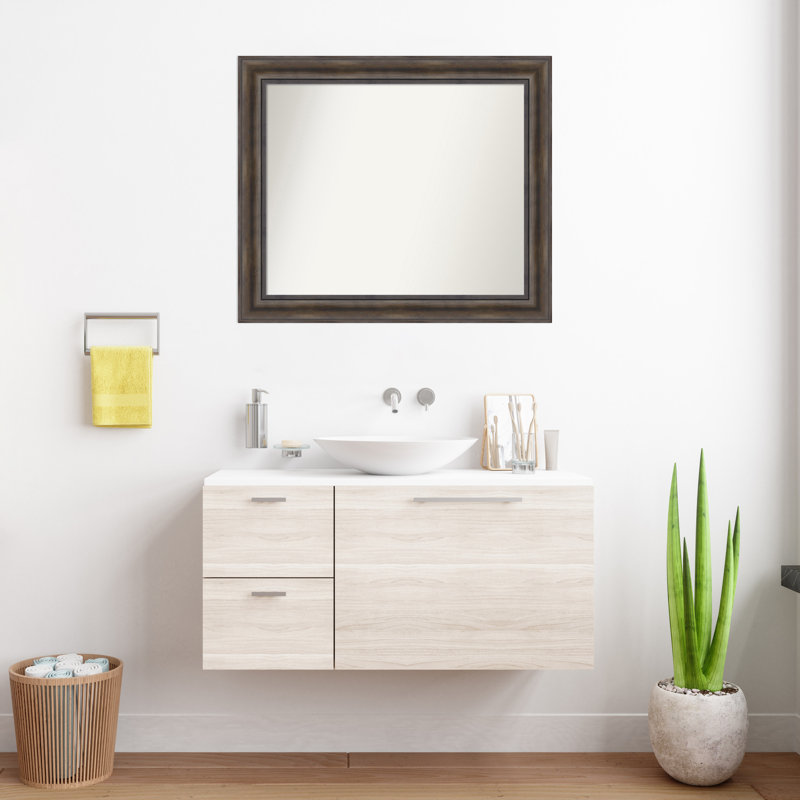 Miroir mural en bois massif Bostynn, Rectangle, H 28,5 po x l 33,5 po
