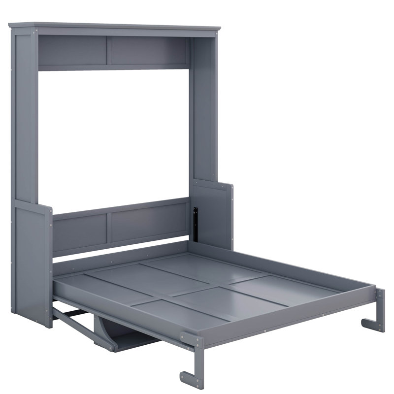 Miari Murphy New Design Bed with a Shelf, Gray