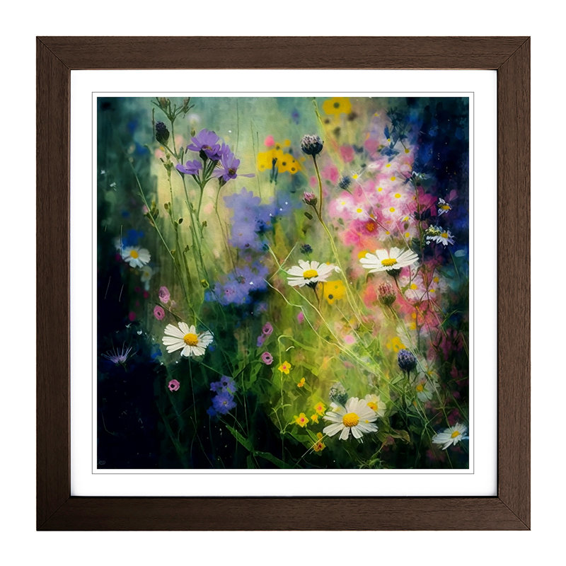 Wildflowers Impressionism No.1 - Framed Print, Walnut