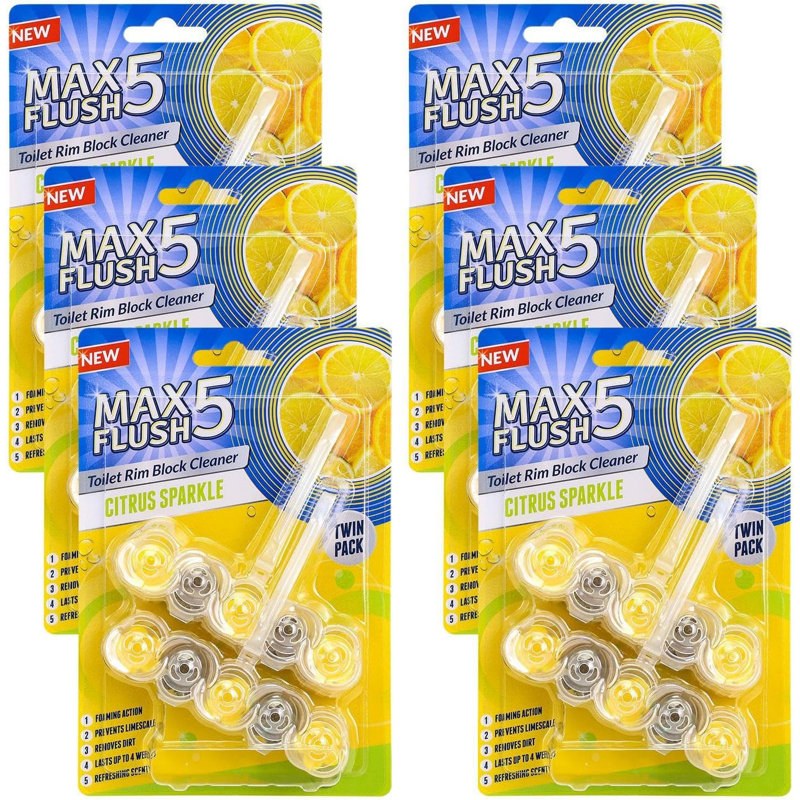 Toilet Rim Block Cleaner Twin Pack | Anti-Limescale, Foaming Action, Dirt Protection, Tropical Blossom Scent | Lasts Up To 4 Weeks