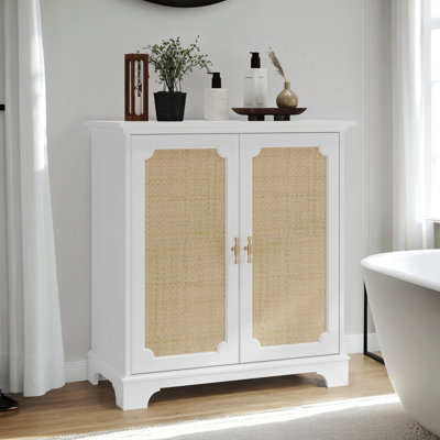 Buffet Buffet avec portes décoratives en rotin, armoire de rangement pour buffet, armoire décorative convenant aux couloirs, entrées et salons