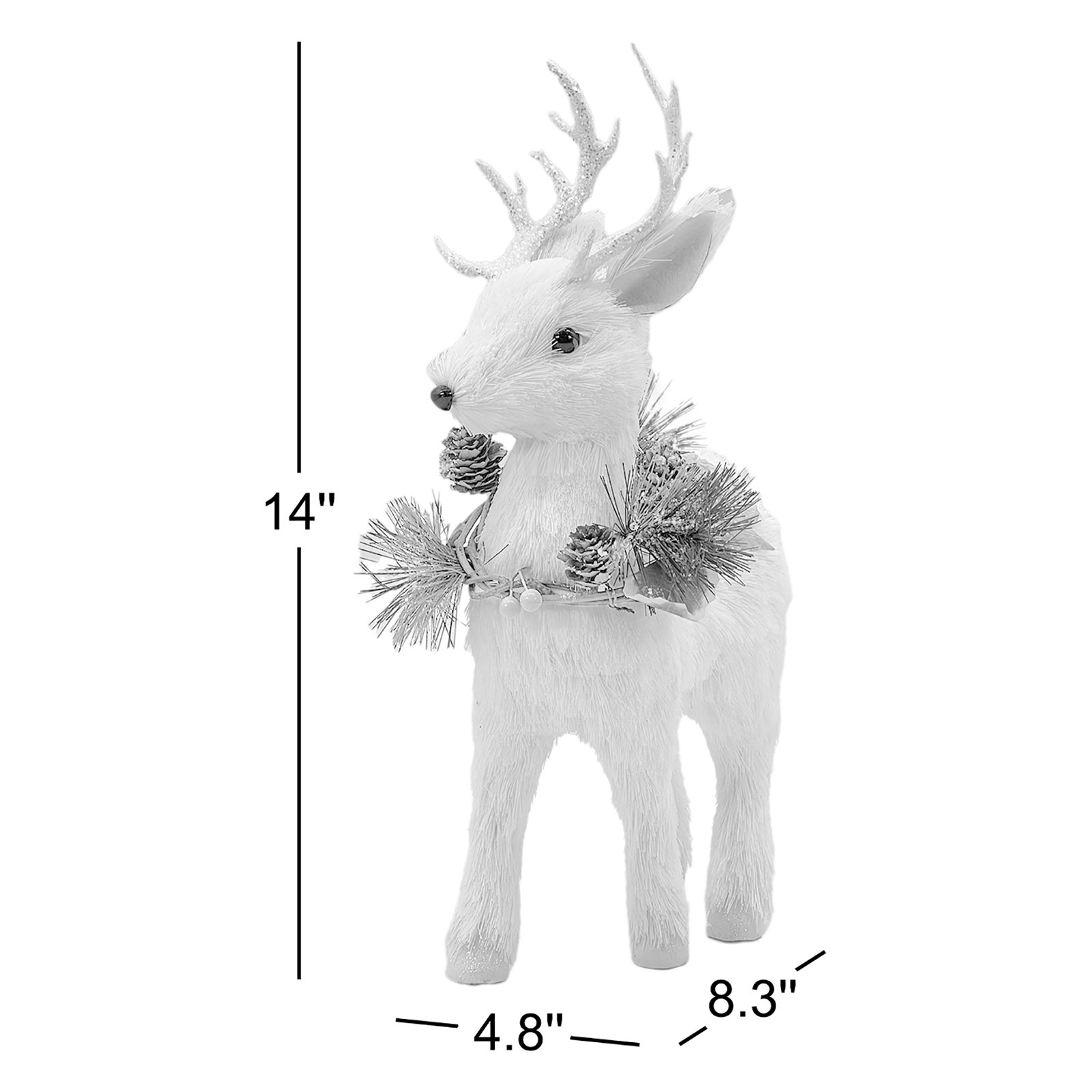 Large White Reindeer Figurine