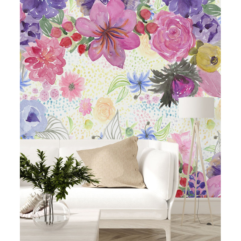Floral Wall Mural, 10.42' W x 10.42' L
