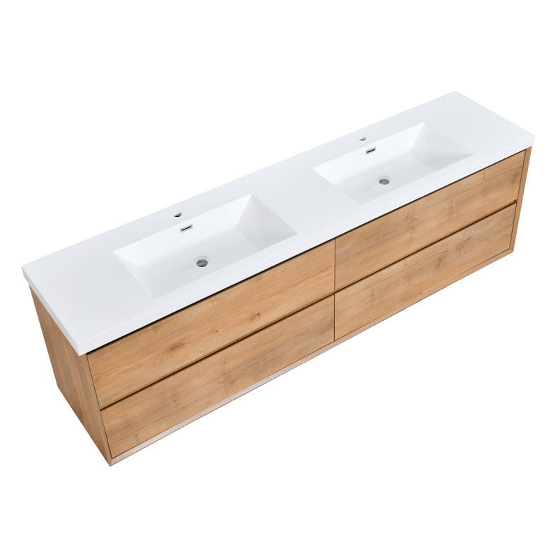 84" Wall Mounted Floating Bathroom Vanity With Double Sink