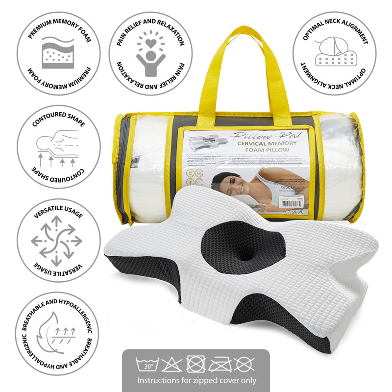 Orthopedic Cervical Memory Foam Pillow for Neck & Spine Alignment, Contoured Support with Breathable Cover
