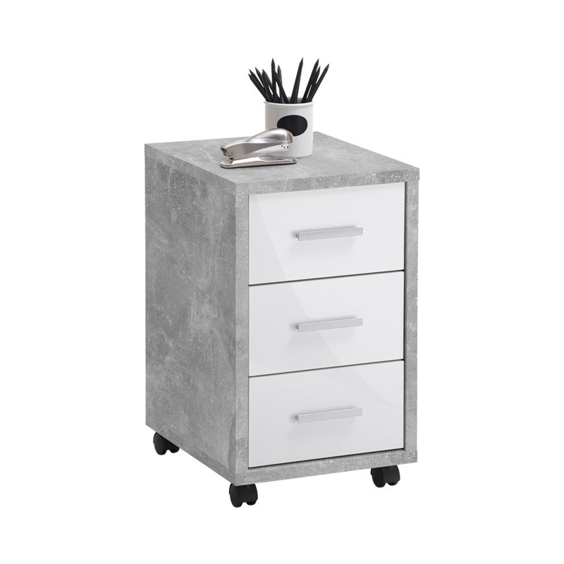 Costin 35cm Wide 3 -Drawer Mobile File Cabinet, Grey/White