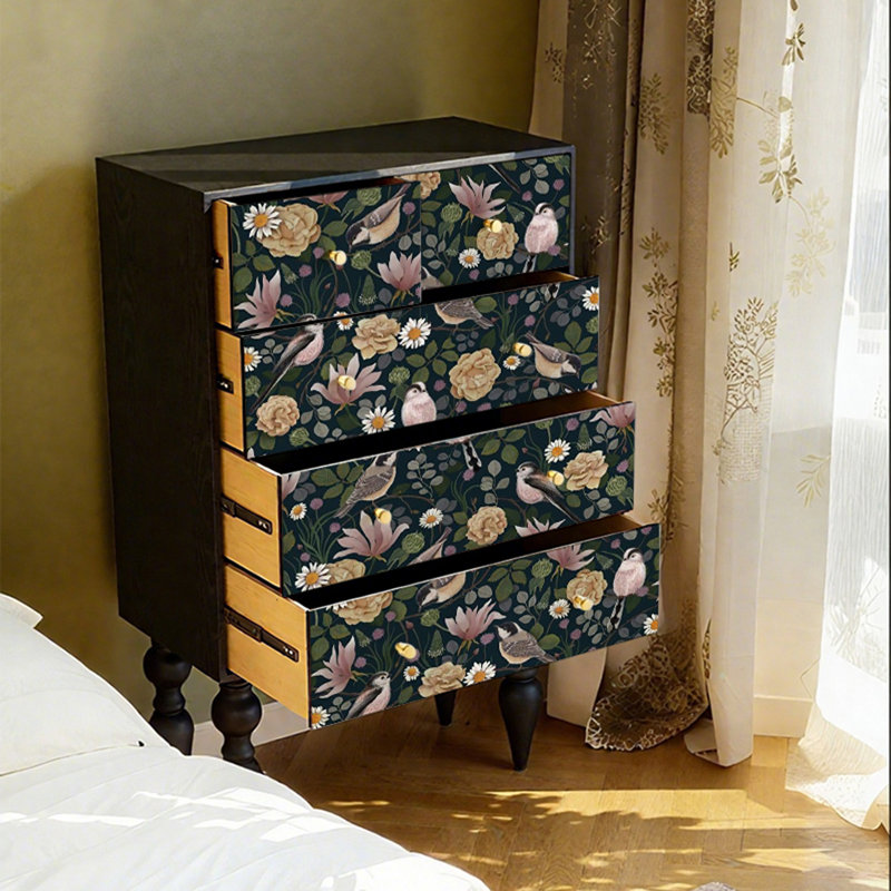 Armoire spacieuse à cinq tiroirs en pin