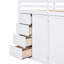 Lit mezzanine blanc avec options de rangement pratiques - garde-robes, tiroirs, compartiments pour une taille plus efficace dans une chambre à coucher moderne