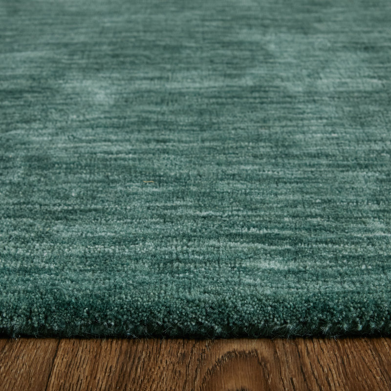 Tapis vert clair en laine touffeté à la main Lineville, Rectangle 8 pi x 11 pi