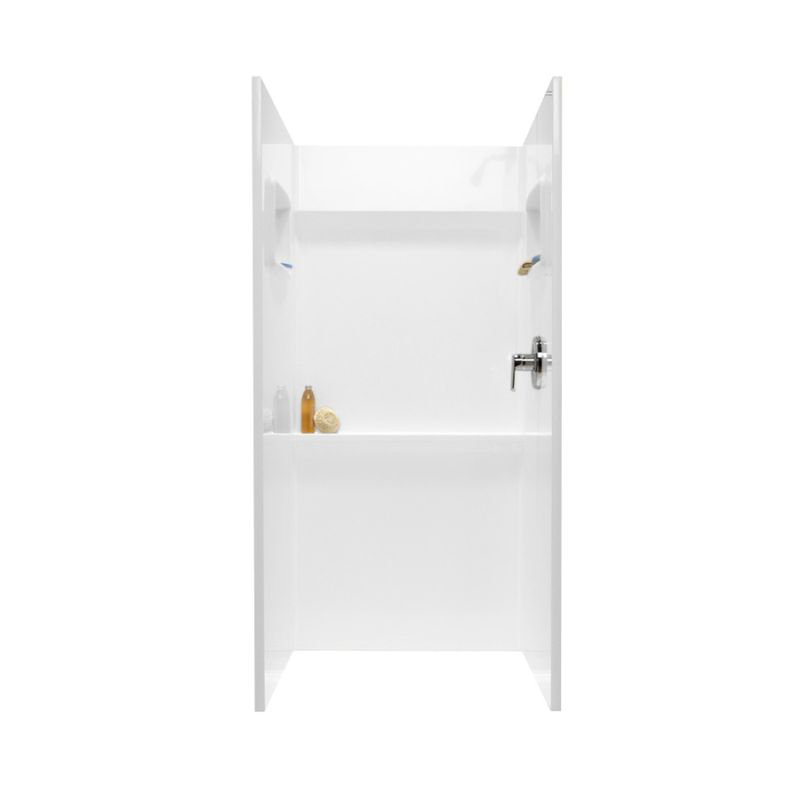 Veritek Three Panel Shower Wall, White, 72" H x 36" W x 36" D