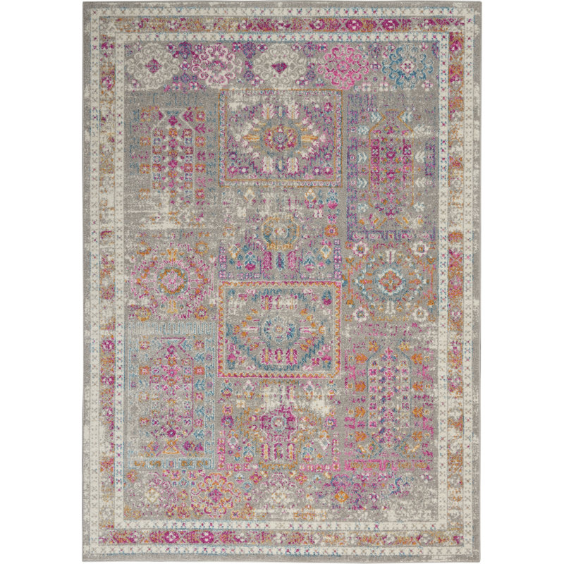 Tapis gris traditionnel Augusta, Rectangle 3 pi 9 po x 5 pi 9 po