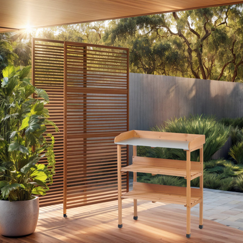 Potting Table With Metal Tabletop